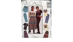 7369 MCCALLS STRETCH KNIT TOPS, PULL ON PANTS & SKIRT, BELT PATTERN XS-MED; LG- X LARGE 16-22 choice